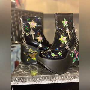 Demonia Blaze Star Cut Out Platform “Galactic Goddess” LED Rave Boots